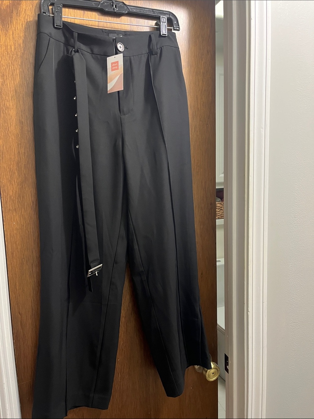 Muse Black Wide-Leg Dress Pants with Belt